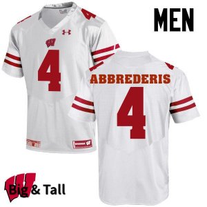 Men's Wisconsin Badgers NCAA #4 Jared Abbrederis White Authentic Under Armour Big & Tall Stitched College Football Jersey ZP31D31IT